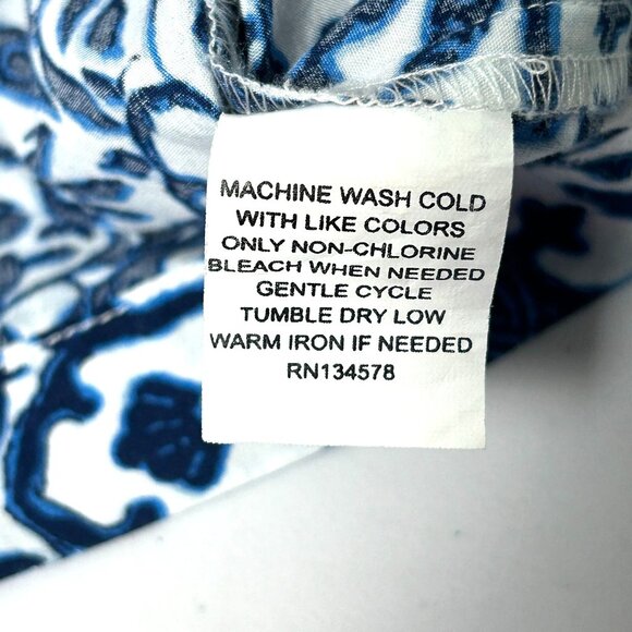 Vineyard Vines Off The Shoulder Mini Dress Womens S Blue White Tile Medallion - Picture 5 of 10